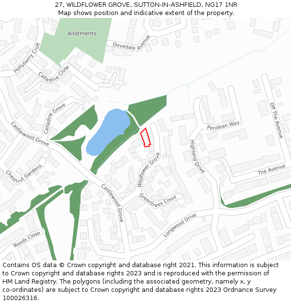 27, WILDFLOWER GROVE, SUTTON-IN-ASHFIELD, NG17 1NR: Location map and indicative extent of plot