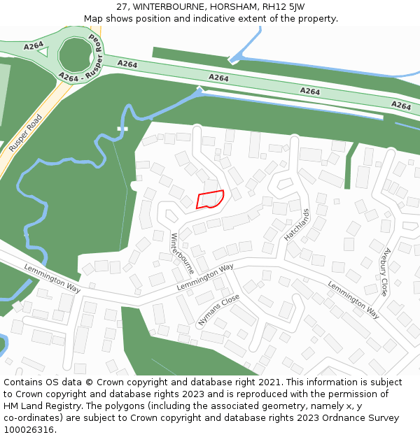 27, WINTERBOURNE, HORSHAM, RH12 5JW: Location map and indicative extent of plot