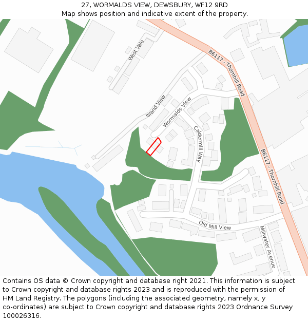 27, WORMALDS VIEW, DEWSBURY, WF12 9RD: Location map and indicative extent of plot