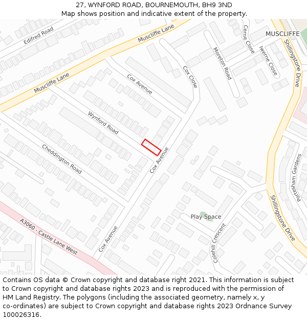 27, WYNFORD ROAD, BOURNEMOUTH, BH9 3ND: Location map and indicative extent of plot