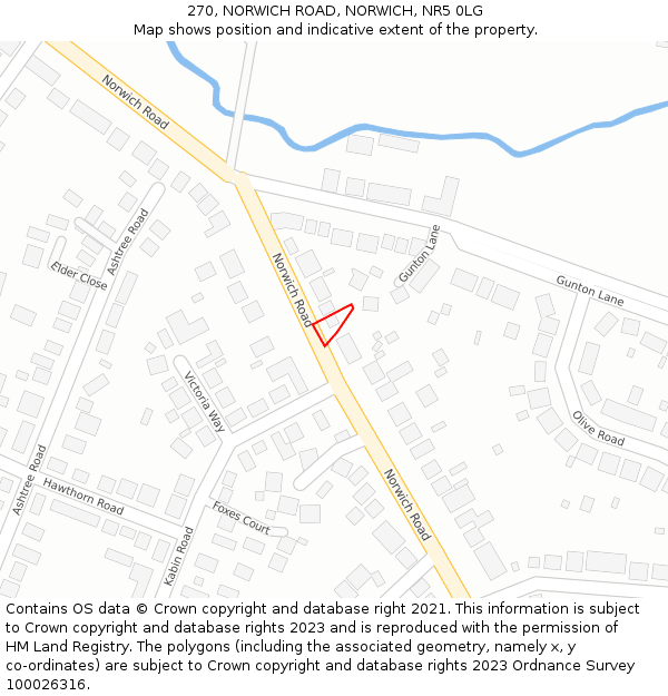 270, NORWICH ROAD, NORWICH, NR5 0LG: Location map and indicative extent of plot
