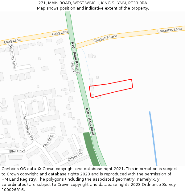 271, MAIN ROAD, WEST WINCH, KING'S LYNN, PE33 0PA: Location map and indicative extent of plot