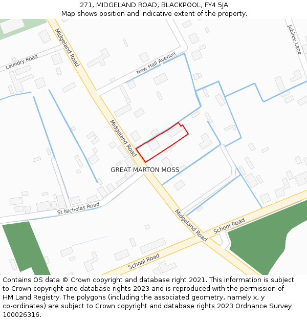 271, MIDGELAND ROAD, BLACKPOOL, FY4 5JA: Location map and indicative extent of plot