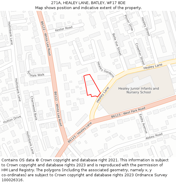 271A, HEALEY LANE, BATLEY, WF17 8DE: Location map and indicative extent of plot