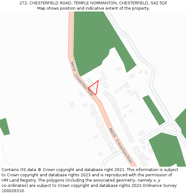 272, CHESTERFIELD ROAD, TEMPLE NORMANTON, CHESTERFIELD, S42 5DF: Location map and indicative extent of plot
