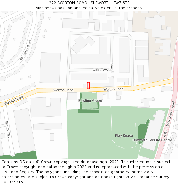 272, WORTON ROAD, ISLEWORTH, TW7 6EE: Location map and indicative extent of plot