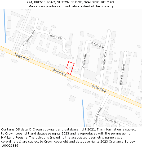 274, BRIDGE ROAD, SUTTON BRIDGE, SPALDING, PE12 9SH: Location map and indicative extent of plot