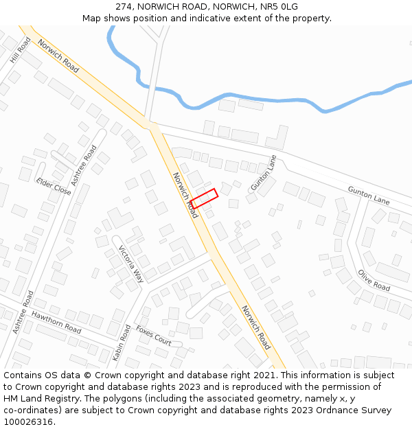 274, NORWICH ROAD, NORWICH, NR5 0LG: Location map and indicative extent of plot