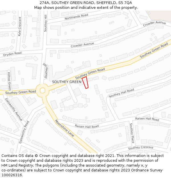 274A, SOUTHEY GREEN ROAD, SHEFFIELD, S5 7QA: Location map and indicative extent of plot