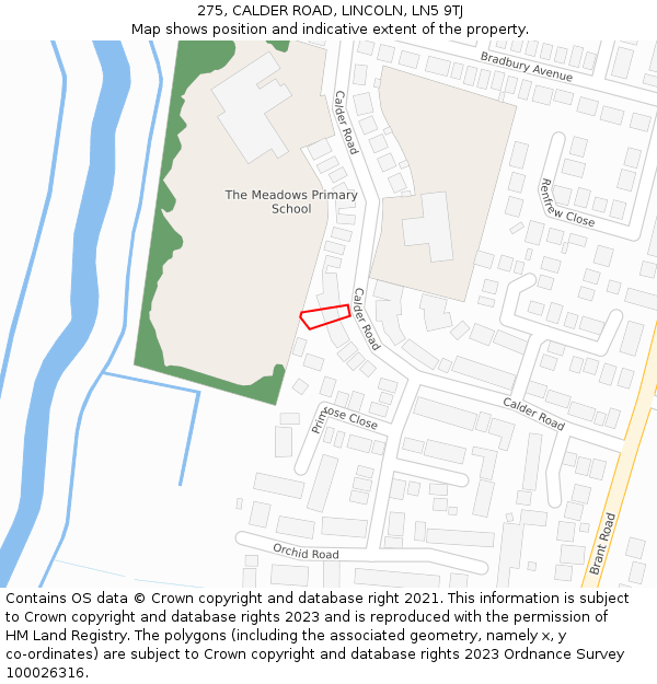 275, CALDER ROAD, LINCOLN, LN5 9TJ: Location map and indicative extent of plot