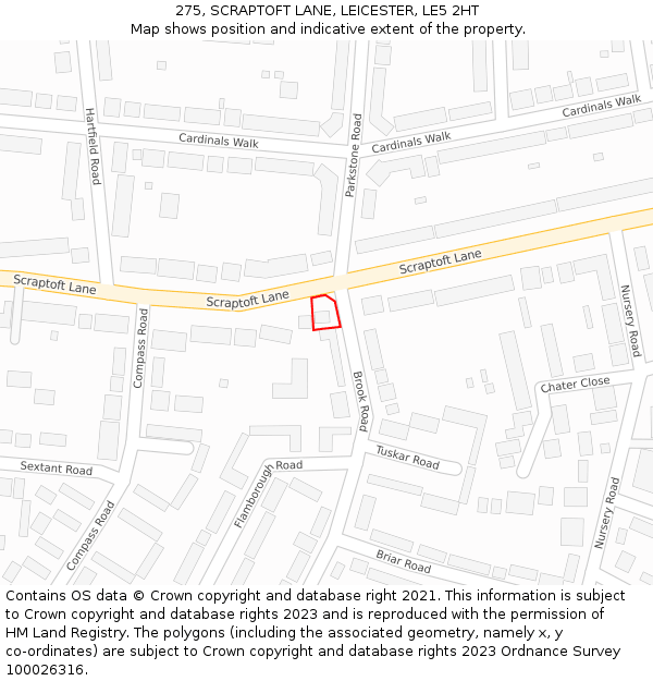 275, SCRAPTOFT LANE, LEICESTER, LE5 2HT: Location map and indicative extent of plot