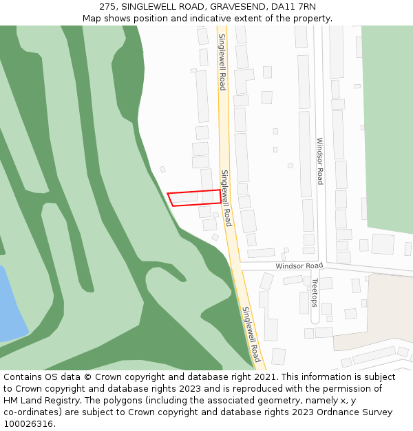 275, SINGLEWELL ROAD, GRAVESEND, DA11 7RN: Location map and indicative extent of plot
