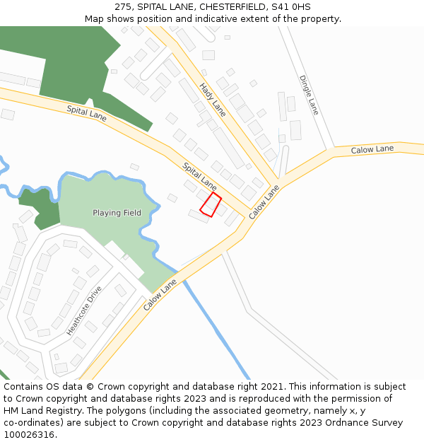 275, SPITAL LANE, CHESTERFIELD, S41 0HS: Location map and indicative extent of plot