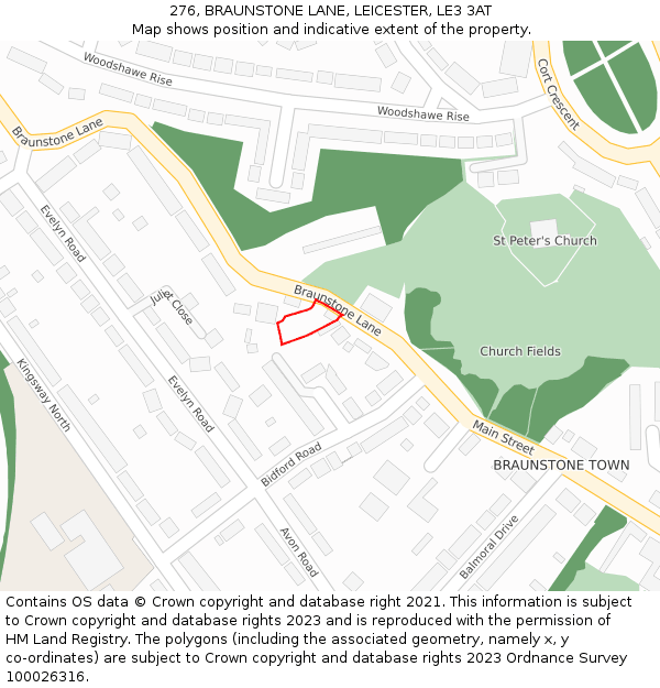 276, BRAUNSTONE LANE, LEICESTER, LE3 3AT: Location map and indicative extent of plot