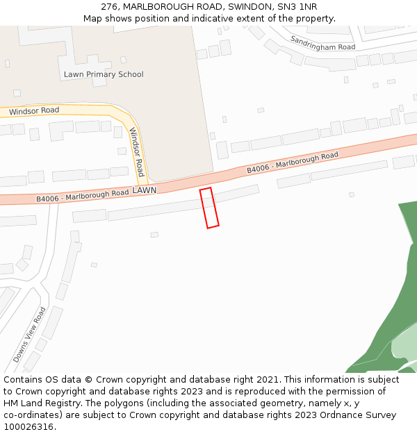 276, MARLBOROUGH ROAD, SWINDON, SN3 1NR: Location map and indicative extent of plot