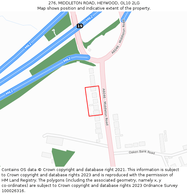 276, MIDDLETON ROAD, HEYWOOD, OL10 2LG: Location map and indicative extent of plot