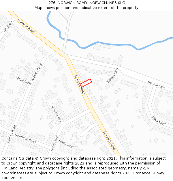 276, NORWICH ROAD, NORWICH, NR5 0LG: Location map and indicative extent of plot