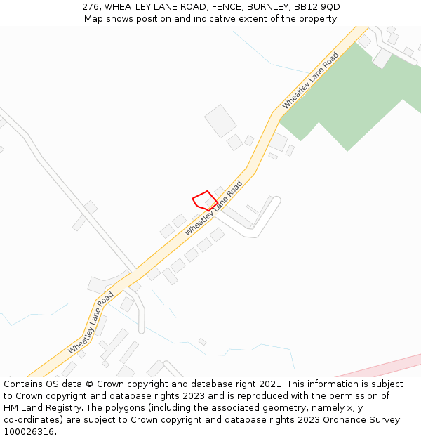 276, WHEATLEY LANE ROAD, FENCE, BURNLEY, BB12 9QD: Location map and indicative extent of plot