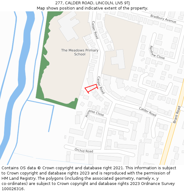 277, CALDER ROAD, LINCOLN, LN5 9TJ: Location map and indicative extent of plot