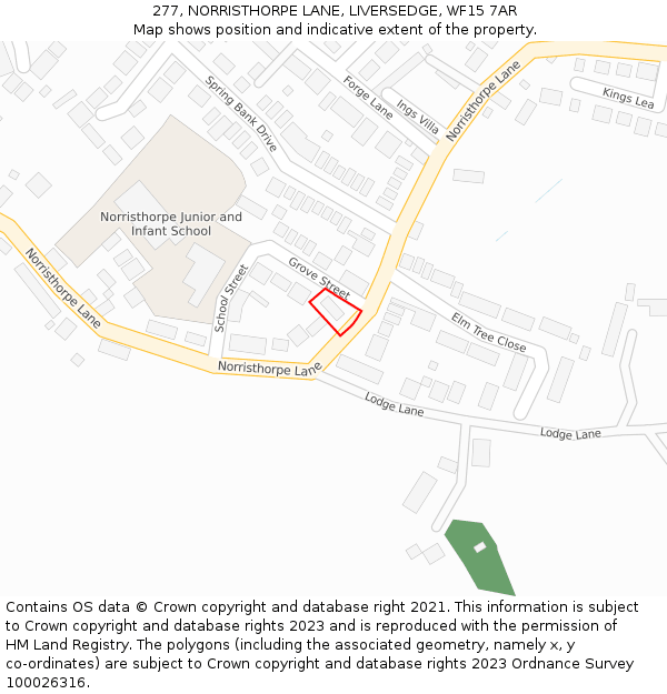 277, NORRISTHORPE LANE, LIVERSEDGE, WF15 7AR: Location map and indicative extent of plot