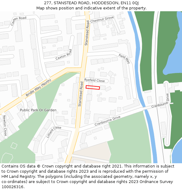 277, STANSTEAD ROAD, HODDESDON, EN11 0QJ: Location map and indicative extent of plot