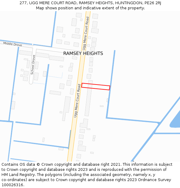 277, UGG MERE COURT ROAD, RAMSEY HEIGHTS, HUNTINGDON, PE26 2RJ: Location map and indicative extent of plot