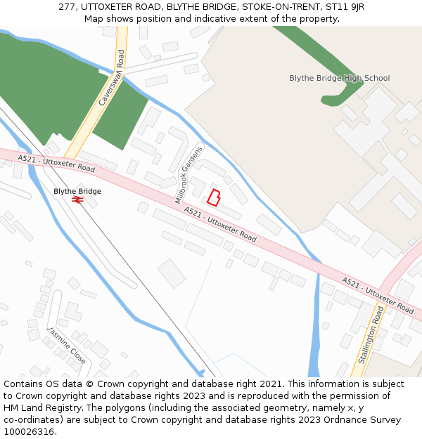 277, UTTOXETER ROAD, BLYTHE BRIDGE, STOKE-ON-TRENT, ST11 9JR: Location map and indicative extent of plot