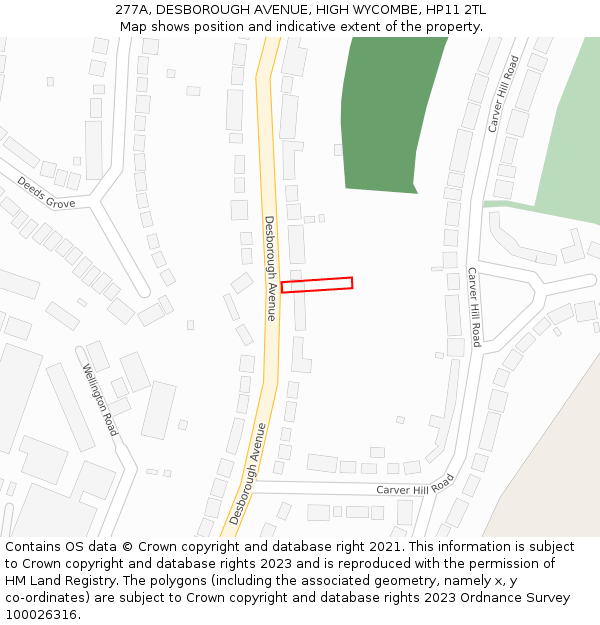 277A, DESBOROUGH AVENUE, HIGH WYCOMBE, HP11 2TL: Location map and indicative extent of plot