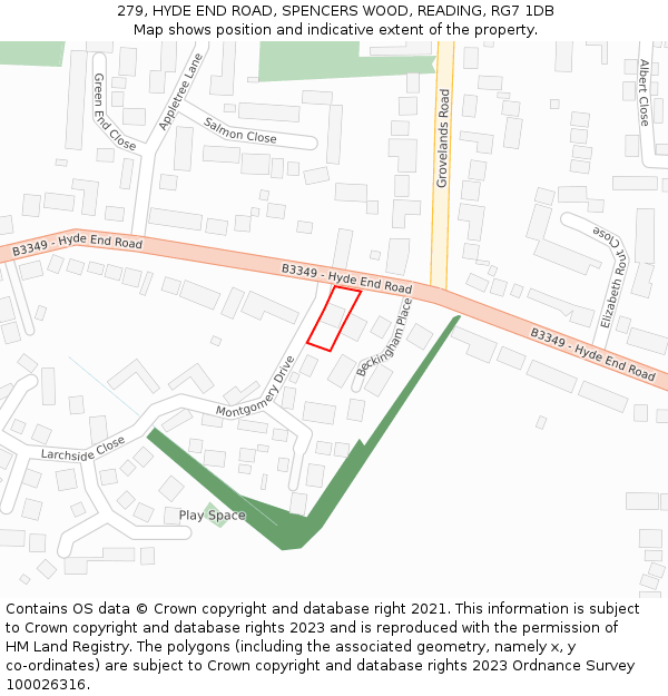 279, HYDE END ROAD, SPENCERS WOOD, READING, RG7 1DB: Location map and indicative extent of plot