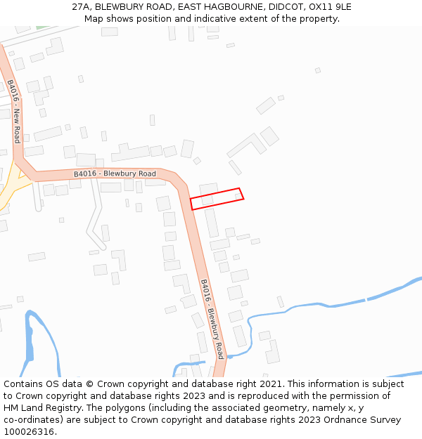 27A, BLEWBURY ROAD, EAST HAGBOURNE, DIDCOT, OX11 9LE: Location map and indicative extent of plot