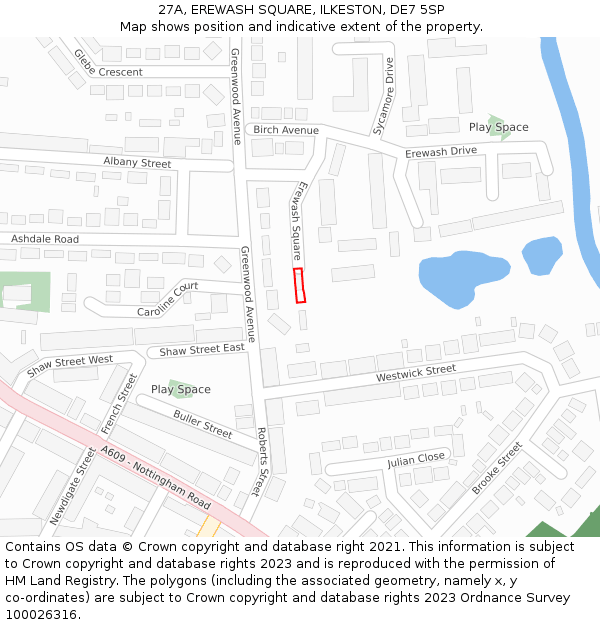 27A, EREWASH SQUARE, ILKESTON, DE7 5SP: Location map and indicative extent of plot