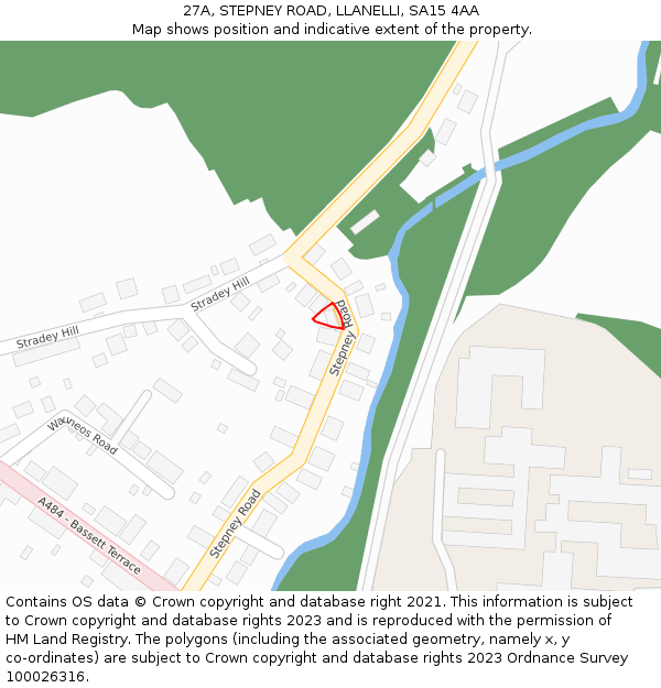 27A, STEPNEY ROAD, LLANELLI, SA15 4AA: Location map and indicative extent of plot