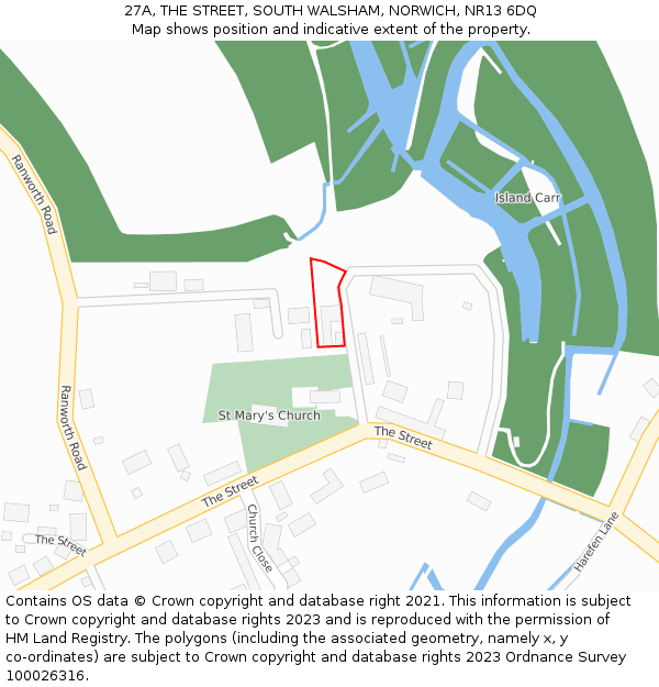 27A, THE STREET, SOUTH WALSHAM, NORWICH, NR13 6DQ: Location map and indicative extent of plot