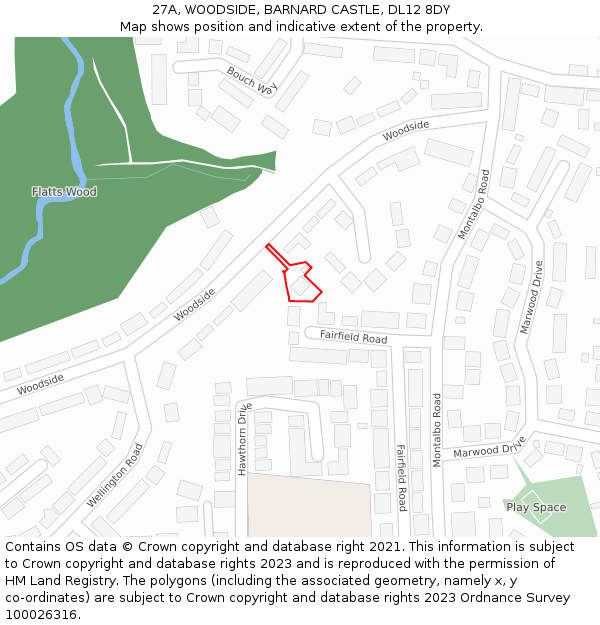 27A, WOODSIDE, BARNARD CASTLE, DL12 8DY: Location map and indicative extent of plot