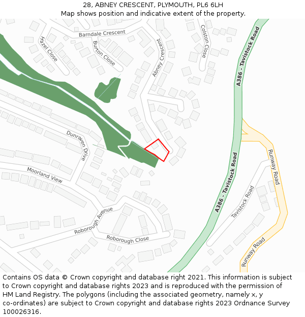 28, ABNEY CRESCENT, PLYMOUTH, PL6 6LH: Location map and indicative extent of plot