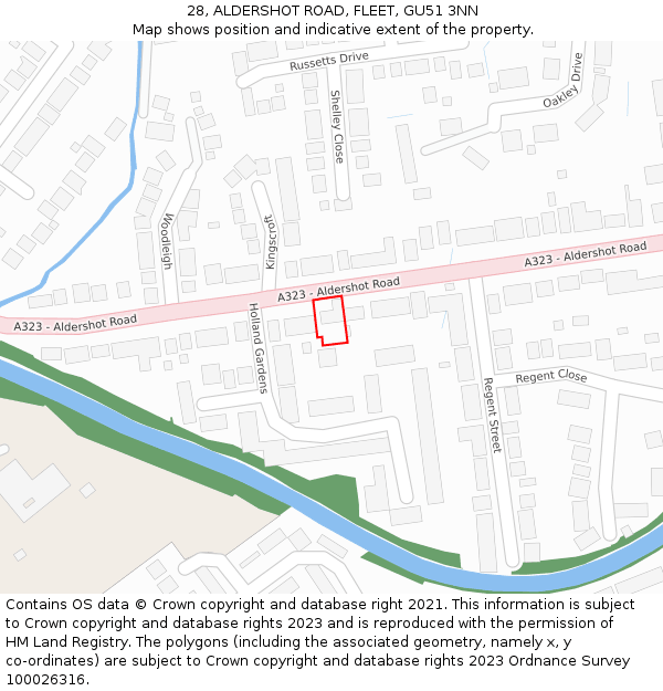 28, ALDERSHOT ROAD, FLEET, GU51 3NN: Location map and indicative extent of plot