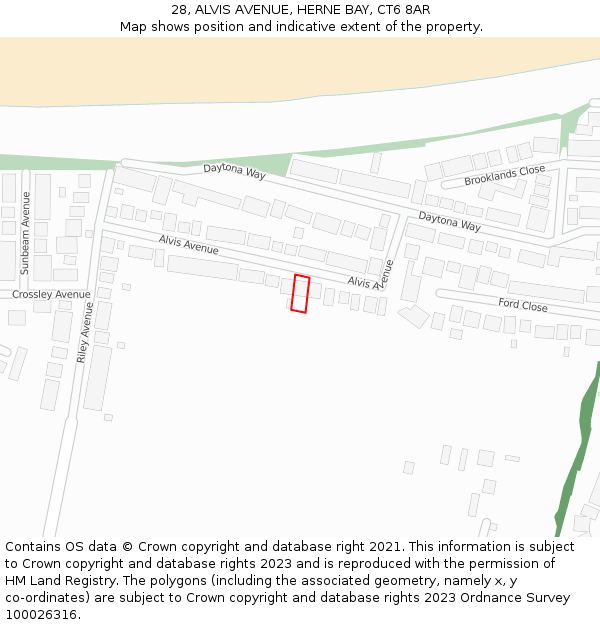 28, ALVIS AVENUE, HERNE BAY, CT6 8AR: Location map and indicative extent of plot