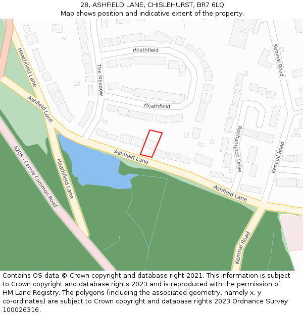 28, ASHFIELD LANE, CHISLEHURST, BR7 6LQ: Location map and indicative extent of plot