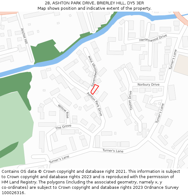 28, ASHTON PARK DRIVE, BRIERLEY HILL, DY5 3ER: Location map and indicative extent of plot