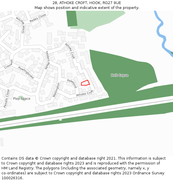 28, ATHOKE CROFT, HOOK, RG27 9UE: Location map and indicative extent of plot