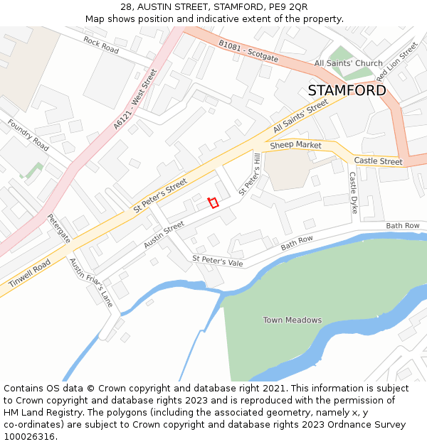 28, AUSTIN STREET, STAMFORD, PE9 2QR: Location map and indicative extent of plot