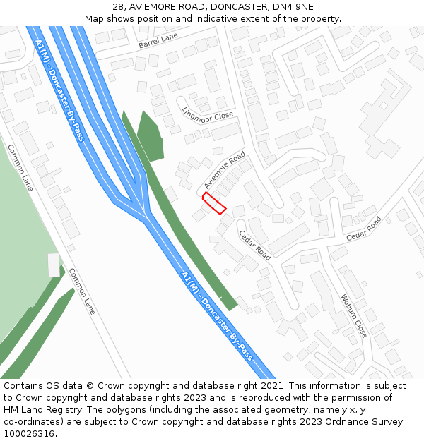 28, AVIEMORE ROAD, DONCASTER, DN4 9NE: Location map and indicative extent of plot