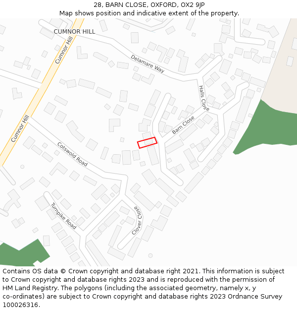 28, BARN CLOSE, OXFORD, OX2 9JP: Location map and indicative extent of plot