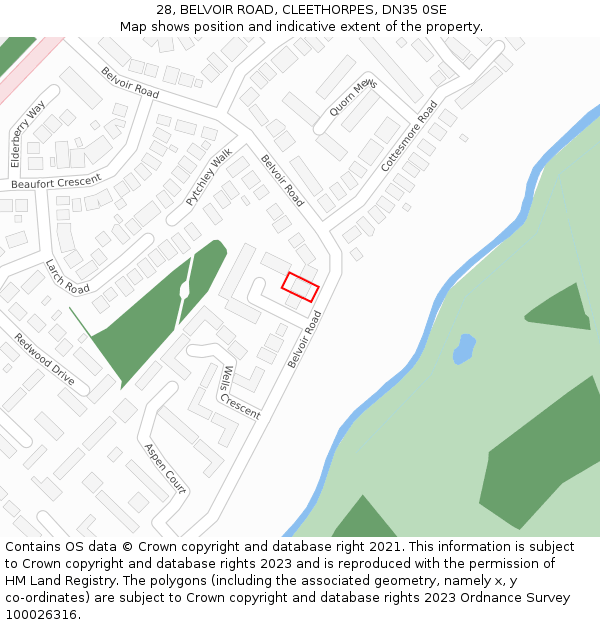 28, BELVOIR ROAD, CLEETHORPES, DN35 0SE: Location map and indicative extent of plot