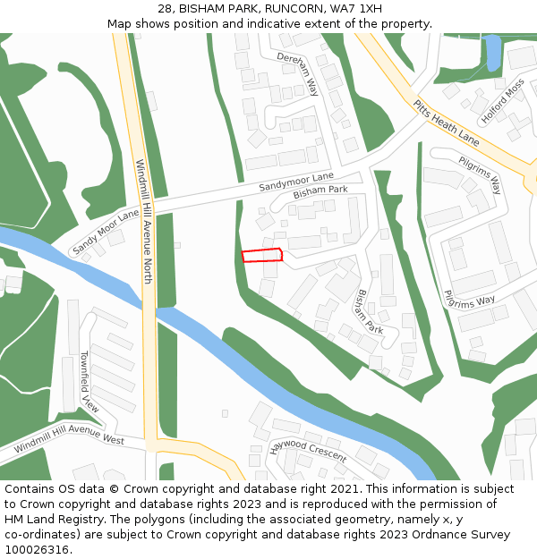 28, BISHAM PARK, RUNCORN, WA7 1XH: Location map and indicative extent of plot