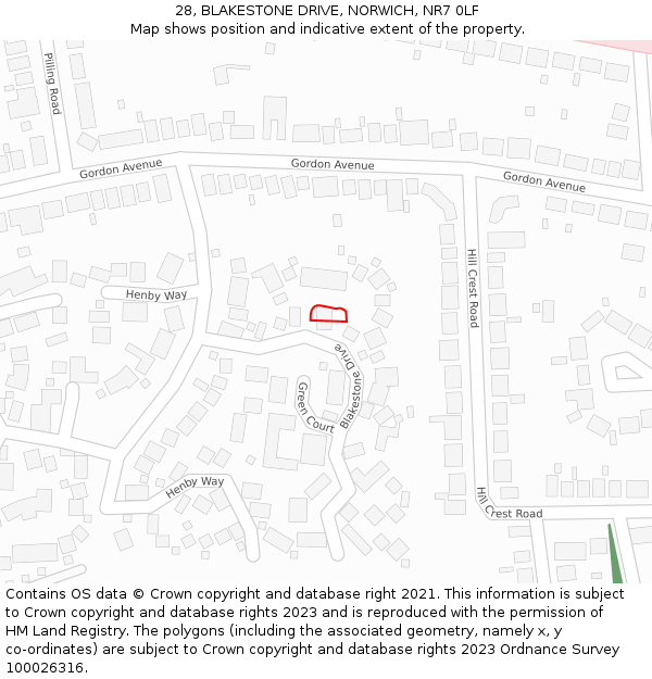 28, BLAKESTONE DRIVE, NORWICH, NR7 0LF: Location map and indicative extent of plot