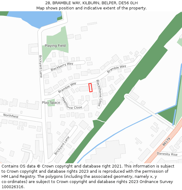 28, BRAMBLE WAY, KILBURN, BELPER, DE56 0LH: Location map and indicative extent of plot