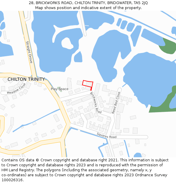 28, BRICKWORKS ROAD, CHILTON TRINITY, BRIDGWATER, TA5 2JQ: Location map and indicative extent of plot