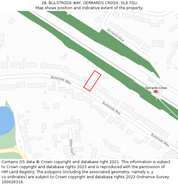 28, BULSTRODE WAY, GERRARDS CROSS, SL9 7QU: Location map and indicative extent of plot