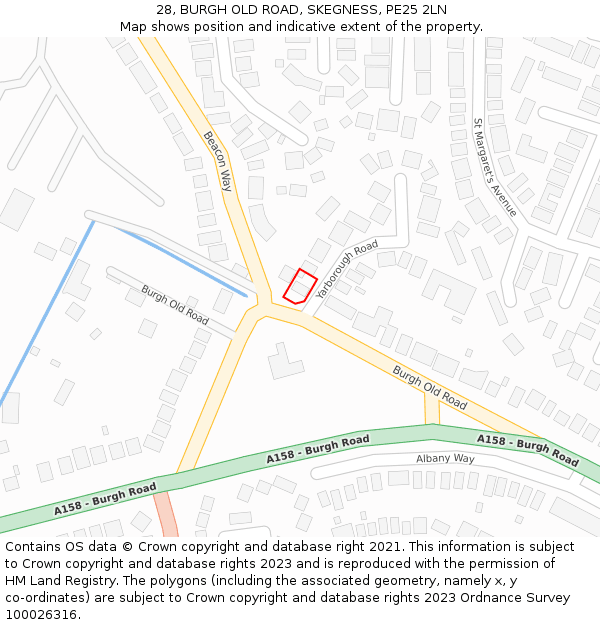 28, BURGH OLD ROAD, SKEGNESS, PE25 2LN: Location map and indicative extent of plot